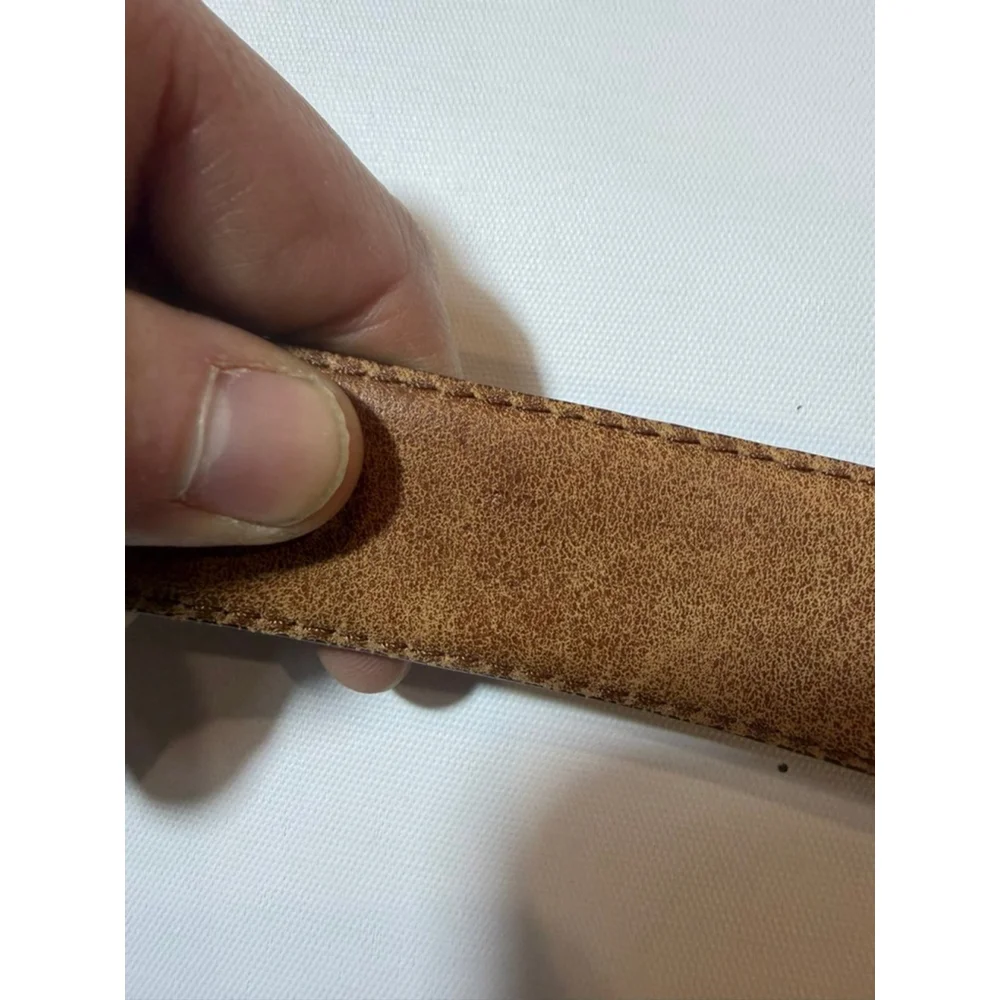 Marshall Fields Croc Embossed Leather Belt 36 Brown Vintage Distressed